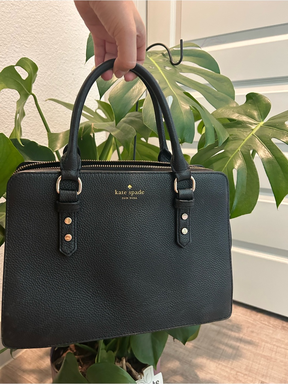 kate spade Black Pebbled Leather bag with Gold Hardware